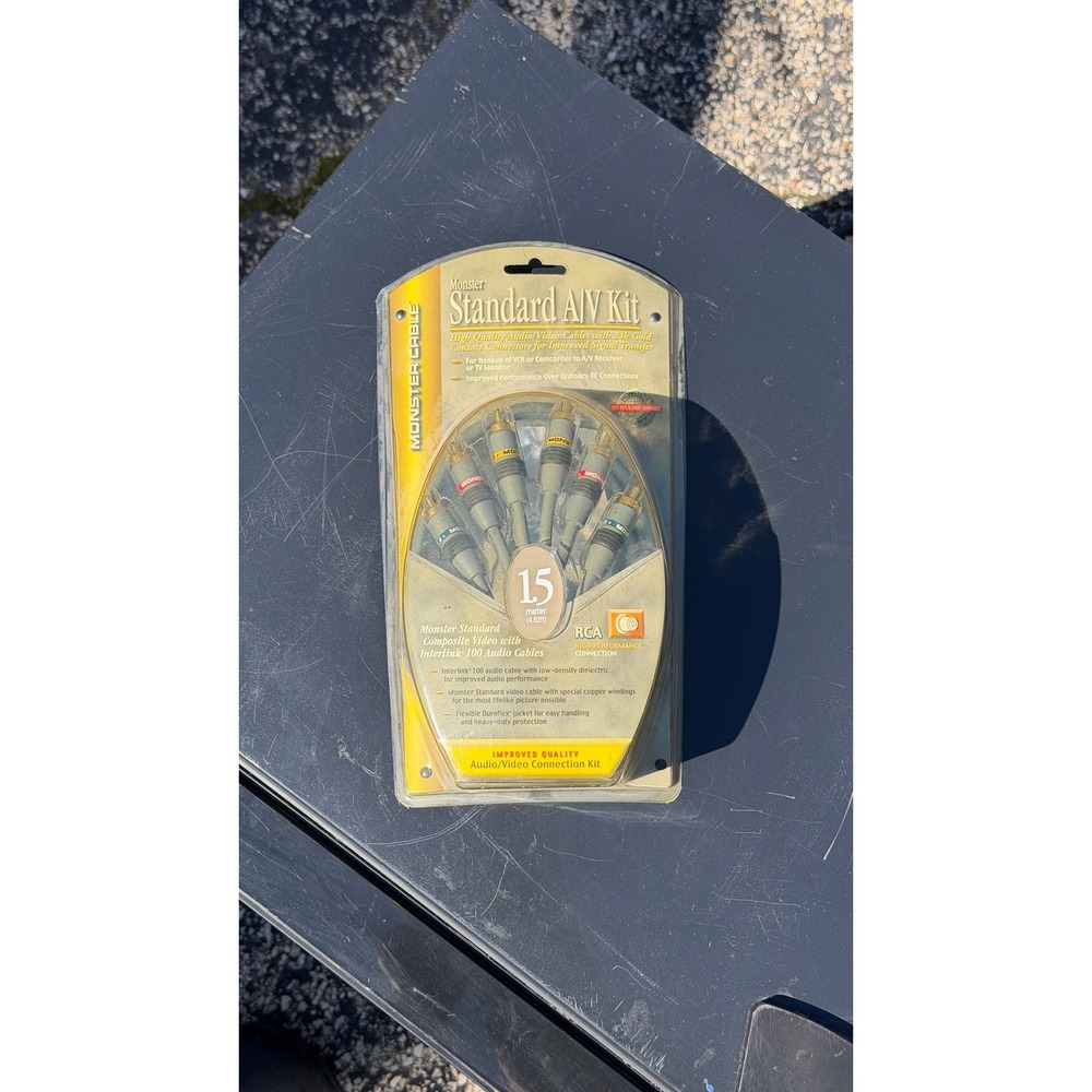 Monster Standard A/V Kit Composite Video Interlink 100 Audio RCA Cables 1.5m New